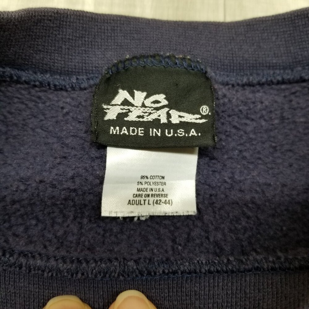 ✅VTG No Fear Navy Crewneck Sweatshirt Graphic Print Front/Back Adult Men's LARGE - Picture 2 of 11